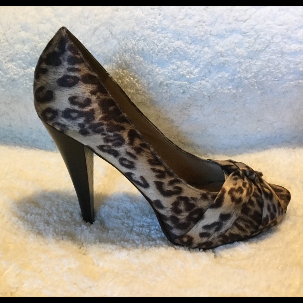 Leopard-print Aldo peep-toe pumps
